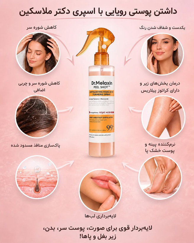 اسپری لایه بردار کوجیک اسید دکتر ملاکسین اصل